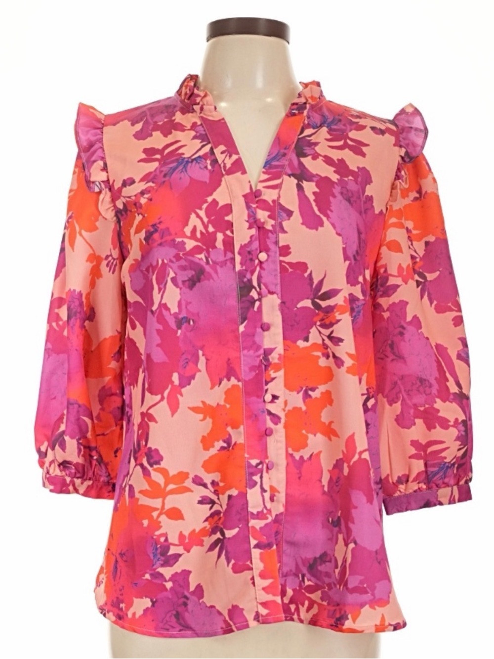 First Love Ruffled Floral Top — Pink & Purple